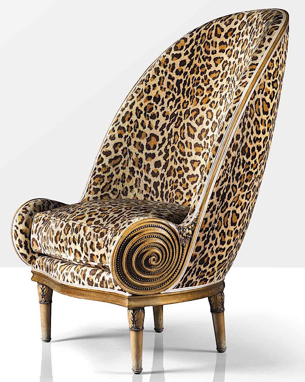 a Paul Iribe chair 1913, wood and fake leopard spots