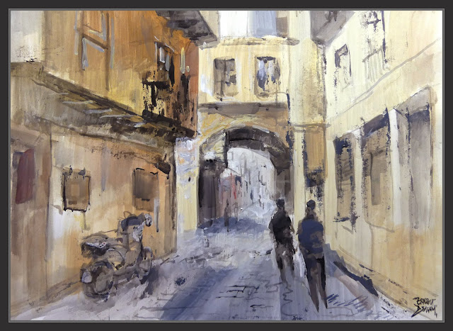 LA RIBERA-BARCELONA-PINTURA-CARRER-DELS ABAIXADORS-CARRERS-HISTORIA-PINTURES-PINTOR-ERNEST DESCALS