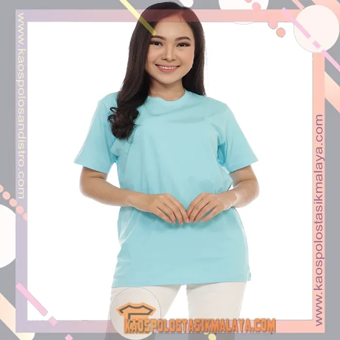 JUAL KAOS POLOS WARNA TURKIS MUDA TASIKMALAYA