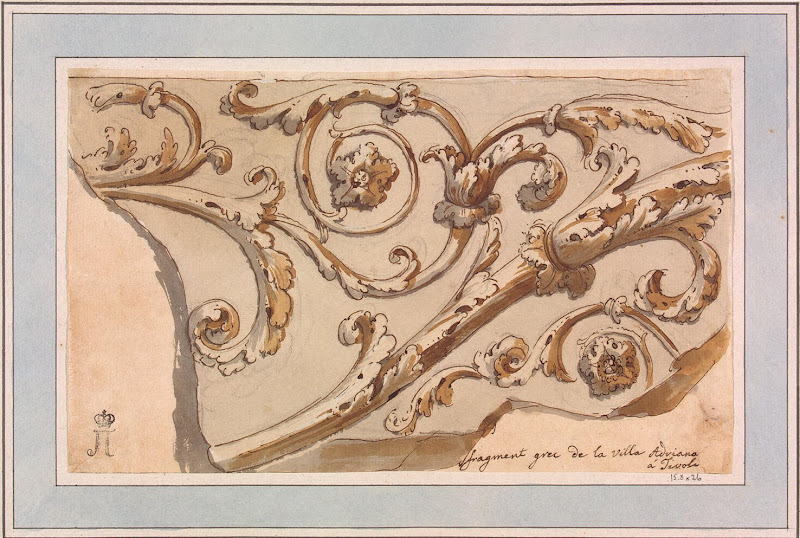Fragment of an Ornamentated Frieze by Charles-Louis Clerisseau - Architecture, Interiors Drawings from Hermitage Museum