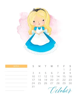 Princesas Disney: Calendario 2021 para Imprimir Gratis.