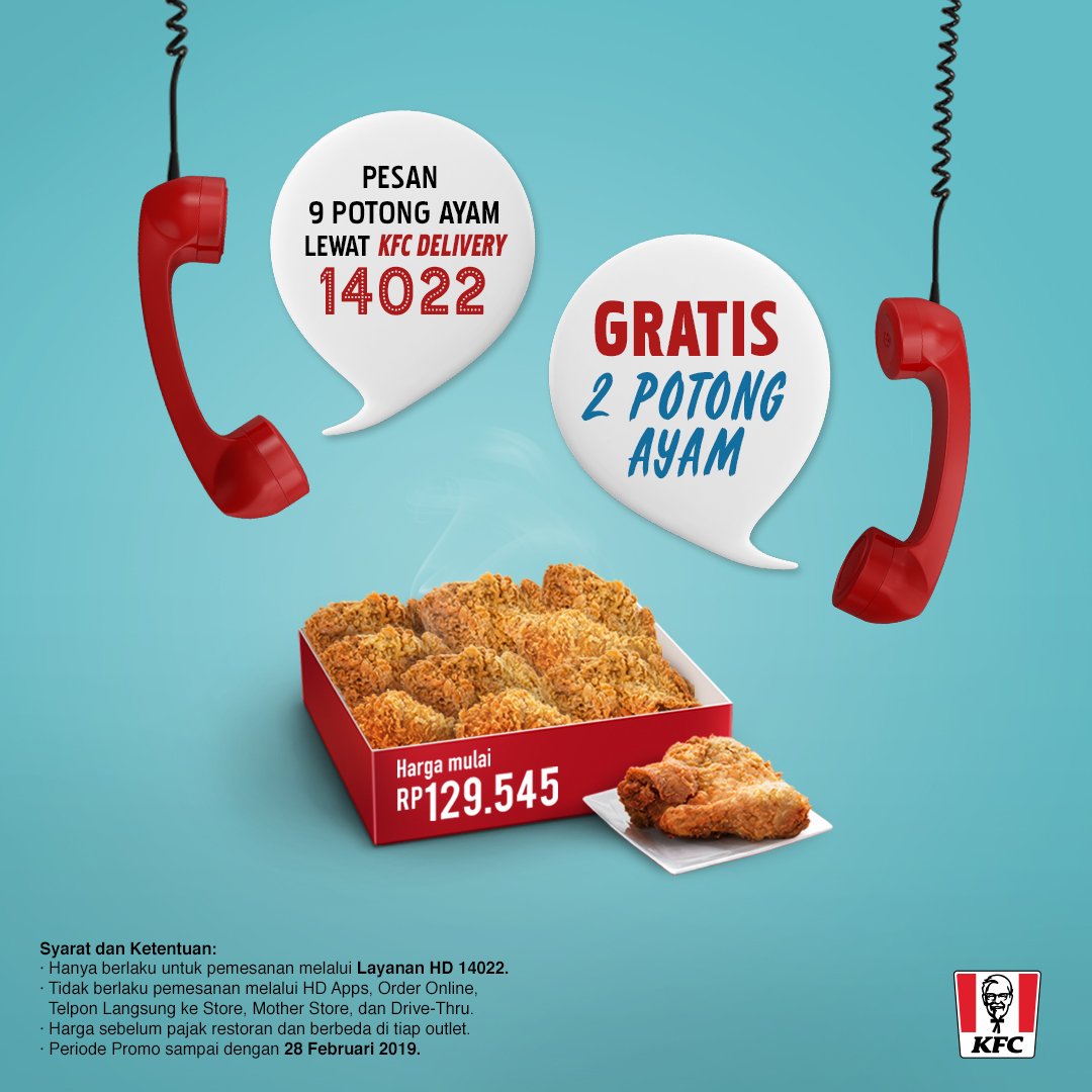 #KFC - Promo Home Delivery 14022 Beli 9 Ayam Gratis 2 Ayam (s.d 28 Feb 2019)