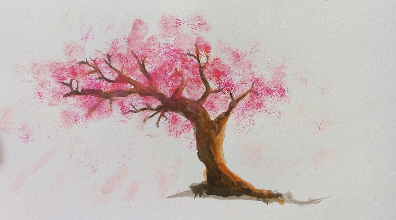 Cara mewarnai pohon dengan watercolor MAYAGAMI