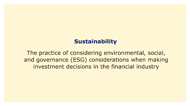 The practice of considering environmental, social, and governance (ESG) considerations when making investment decisions in the financial industry.