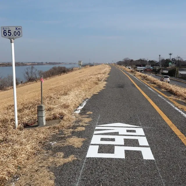 利根川右岸　海から65km