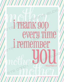 i thank God every time i think of you, striped art, mothers day gift, gift idea