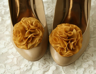 mustard yellow ruffle shoe clips