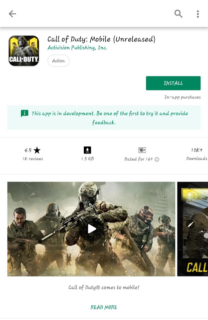 Call of Duty : Mobile is available now on play store...