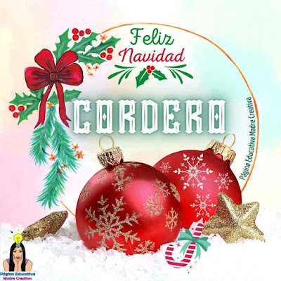 Solapín navideño del apellido Cordero para imprimir