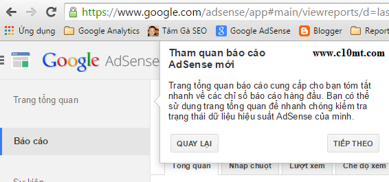 trang tổng quan mới google adsense www.c10mt.com