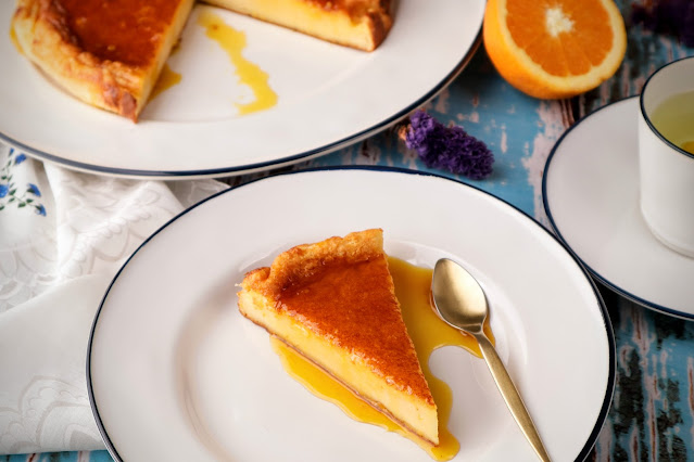 Queijada de Iogurte e Leite Condensado com Caramelo de Laranja