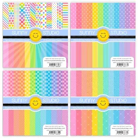 Sunny Studio Stamps: Introducing 4 New Spring 6x6 Paper Packs (Spring Sunburst, Dots & Stripes Pastels, Gingham Pastels & Flirty Flowers)