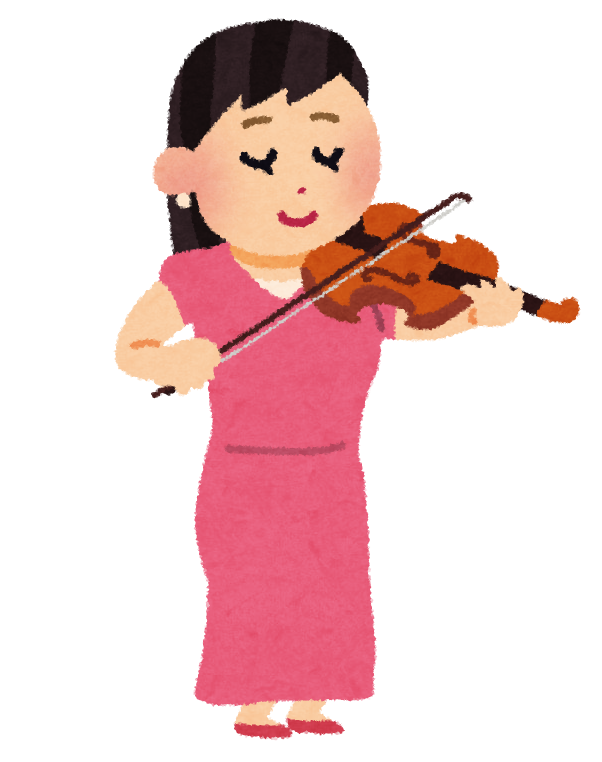 バイオリンを演奏する女性のイラスト オーケストラ かわいい