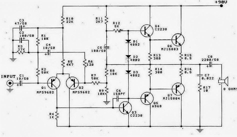 OTL 100W Power Amplifier  Diagram  Electronic Circuit 