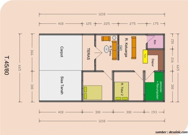 4 Denah  Rumah  2  Kamar  Tidur yang Bisa Dijadikan Inspirasi 