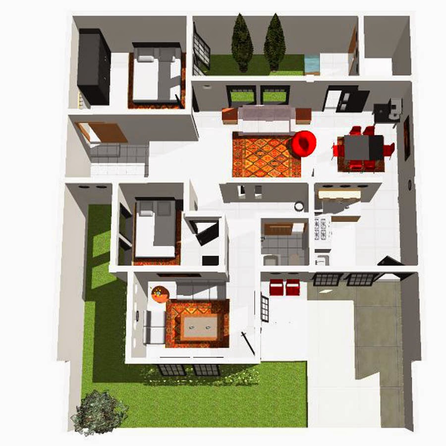 Gambar Denah Rumah Minimalis 1 Lantai Modern - Desain 