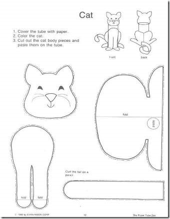 Descarga plantillas gratis de GATO para hacer con un tubo de higiénico