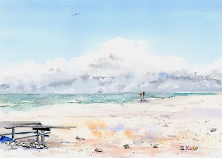 水彩スケッチ「はての浜」　Watercolor sketch "Hate-no-hama" beach