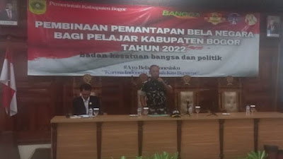 Kasdim 0621/ Kab.Bogor Mayor Cba Ujang Rohmat memberikan wawasan kebangsaan dan Pemantapan Bela Negara Bagi pelajar Kab.Bogor Ta 2022