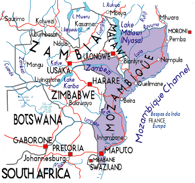 Map of Mozambique Country Area