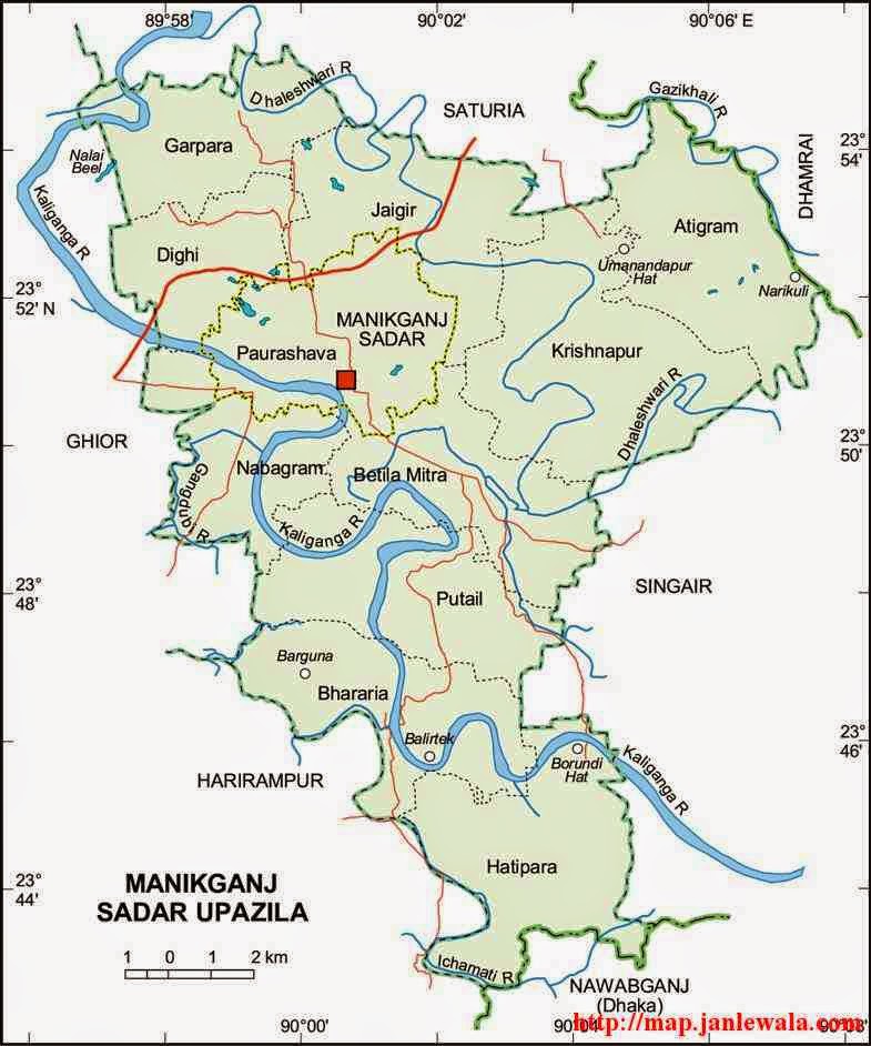 manikganj sadar upazila map of bangladesh