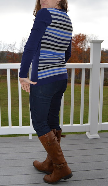 41Hawthorn Derenzi V-Neck Striped Pullover ~ Navy