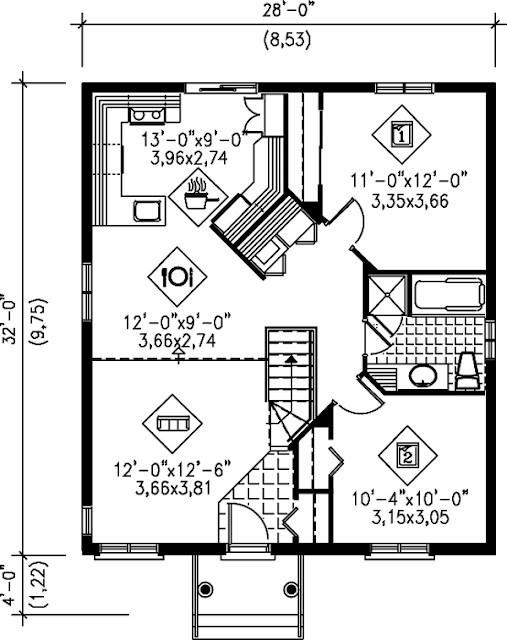 PLANO DE CASA DE 2 PISOS EN 85M2 10m  x 8.5m