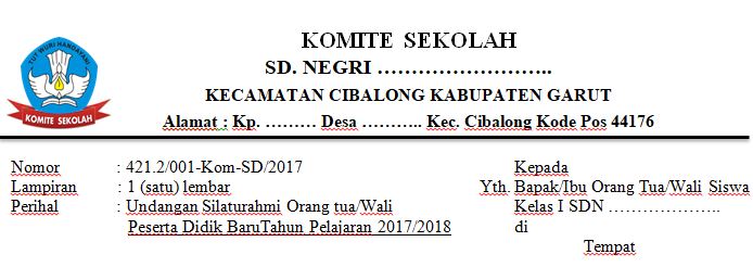 Contoh Surat Undangan Kepala Sekolah Kepada Orang Tua 