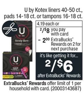 FREE U by Kotex Tampon CVS Deals 7/25-7/31