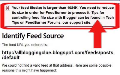 how to reduce feedburner file size