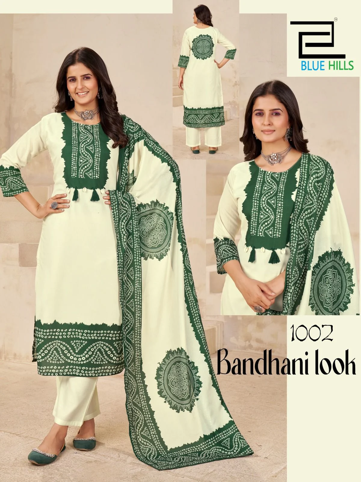 Bhandani Look Blue Hills Muslin Handwork Readymade Pant Style Suits