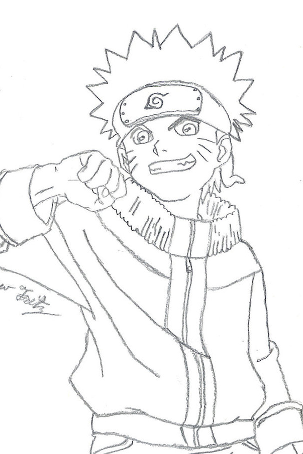 Lembar Mewarnai Sketsa dan Gambar  Ilustrasi Naruto Uzumaki 
