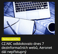 CZ.NIC odblokovalo dnes 7 dezinformačních webů, Aeronet dál nepřístupný - AzaNoviny