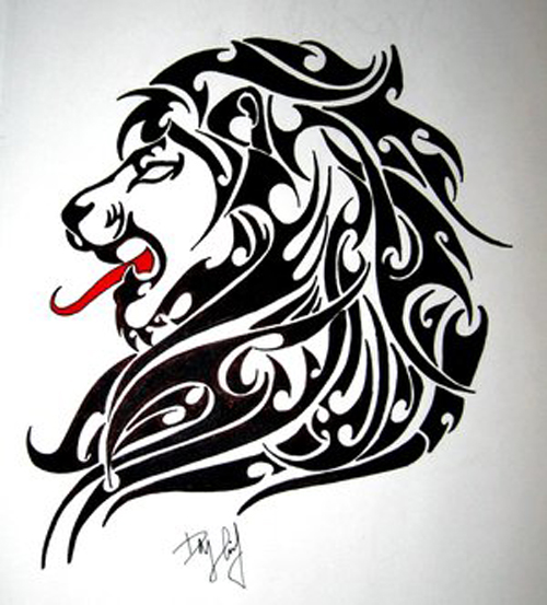 black and white leo tattoos design