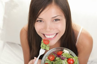 Smiling Girl Eating Dietary Fiber