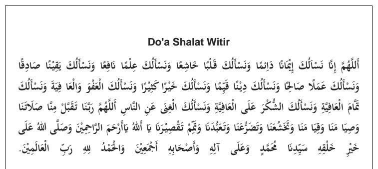 Doa Setelah Sholat Witir, File PDF - Muslimah Wa Muslim