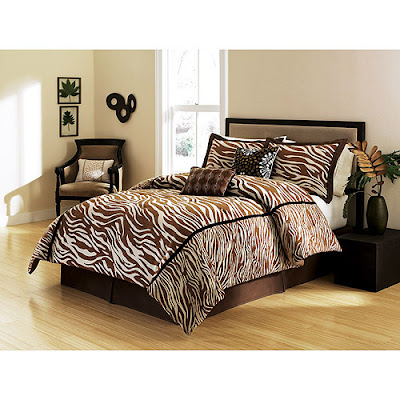 I'm loving this animal print bedding In person it is more of a dark khaki 