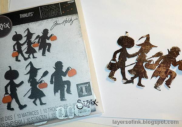Layers of ink - Boo Halloween Card Tutorial by Anna-Karin Evaldsson. Die cut trick or treaters.