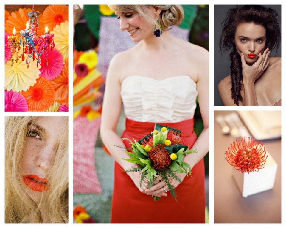 Tropical Wedding Tangerine Orange and Yellow Wedding Color Scheme