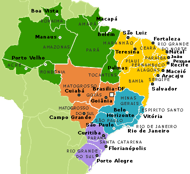 Resultado de imagem para estados brasileiros e suas capitais em ordem alfabetica
