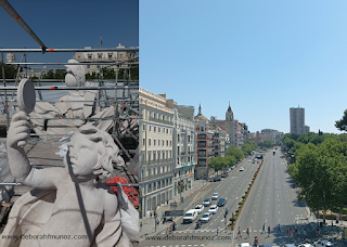 escultura de arriba y calle alcalá desde la puerta