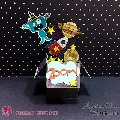 SVG Attic: Space Alien card with Angeline #svgattic #scrappyscrappy #outtathisworld #boxcard #svg #diecut #alien #space #card #cardmaking #papercraft