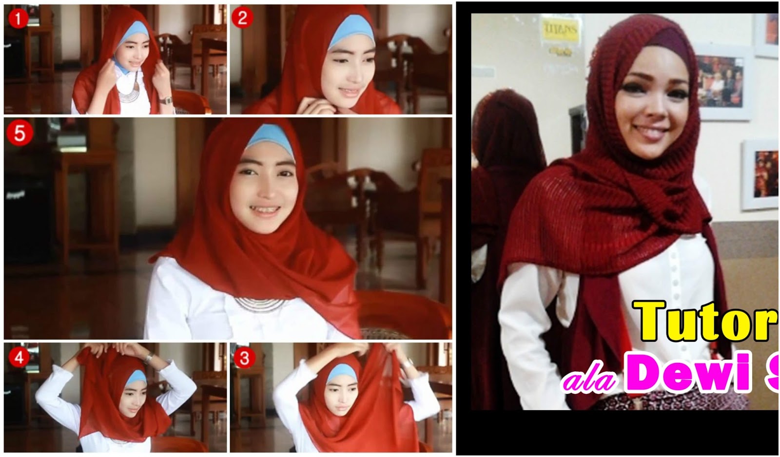 22 Tutorial Hijab Ala Dewi Sandra Vs Fatin Shidqia Favorit Mana