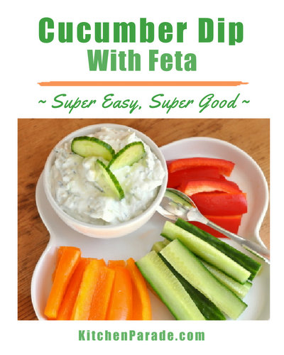 Cucumber Dip with Feta ♥ KitchenParade.com, super easy, great for serving with vegetables and grilled steak.