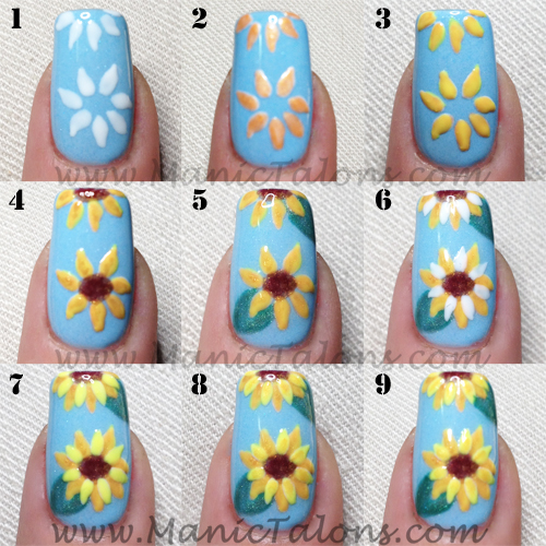 Gel Polish Sunflower Manicure Tutorial