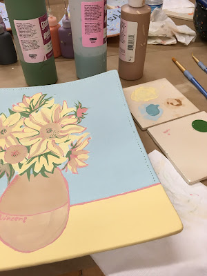 work-in-progress pottery painting