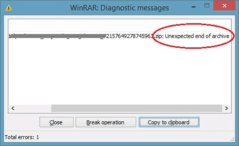 Lỗi Winrar - Unexpected end of archive