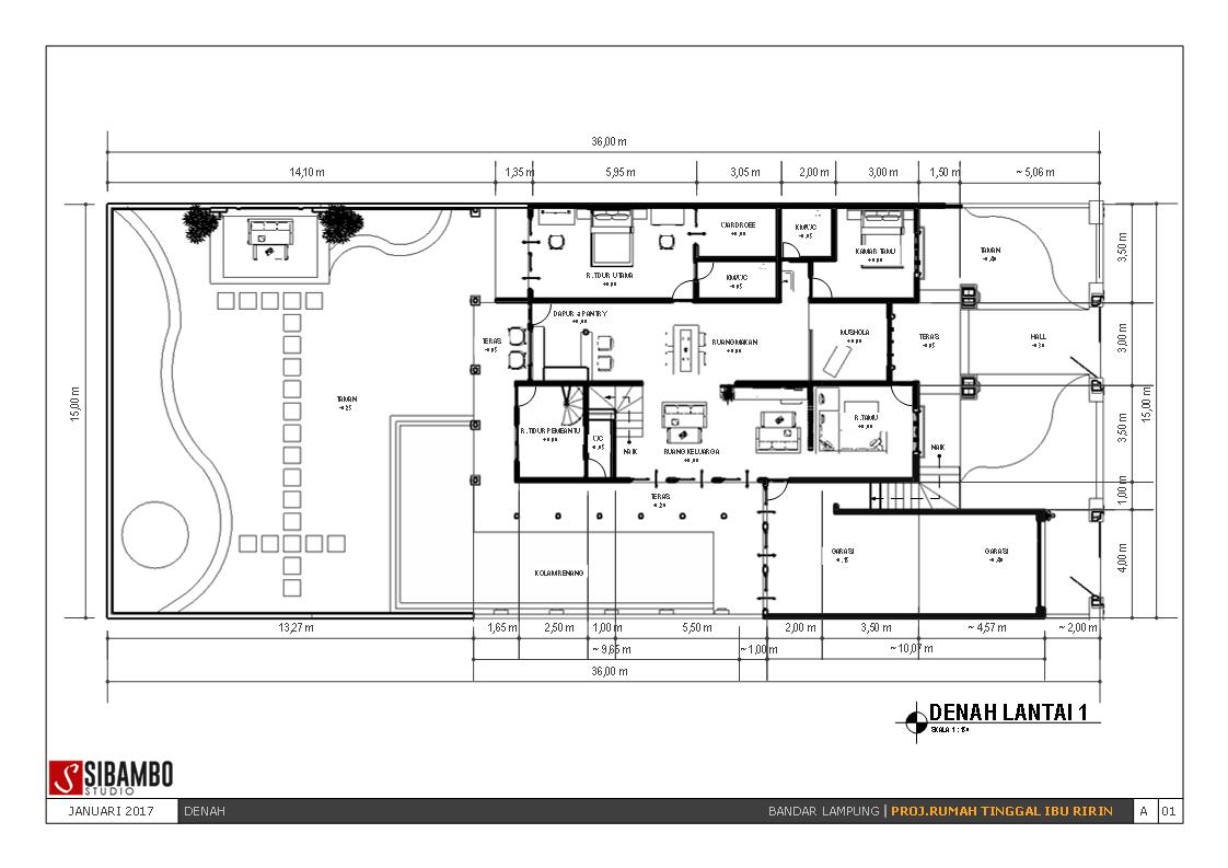 Desain Rumah Klasik Modern 2 Lantai Di Lahan 15 X 36 M Sibambo