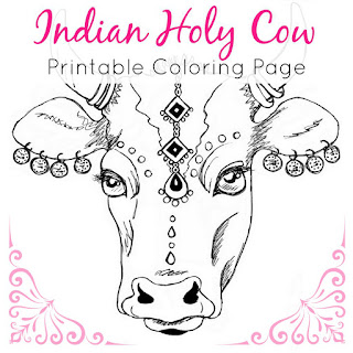 Indian Bollywood Cow Printable Coloring Page