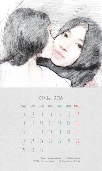 Desain Kalender Indonesia 2018 - Oktober